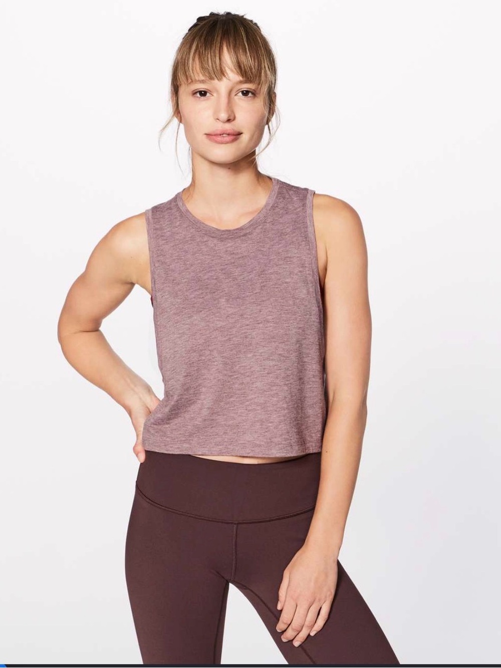 Lululemon Box It Out Crop Tank - Heathered Oxblood size 6 purple